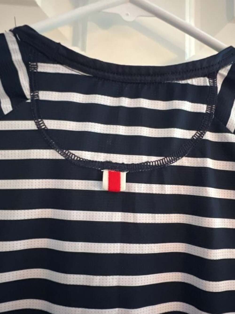 Tracksmith Women's Navy and White Striped Performance Running T-Shirt - Picture 6 of 8